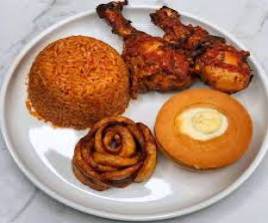 Jollof rice with fried chicken